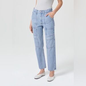 AGOLDE Cooper Cargo Jeans 28 High Rise Straight Leg Utility Denim Organic Cotton